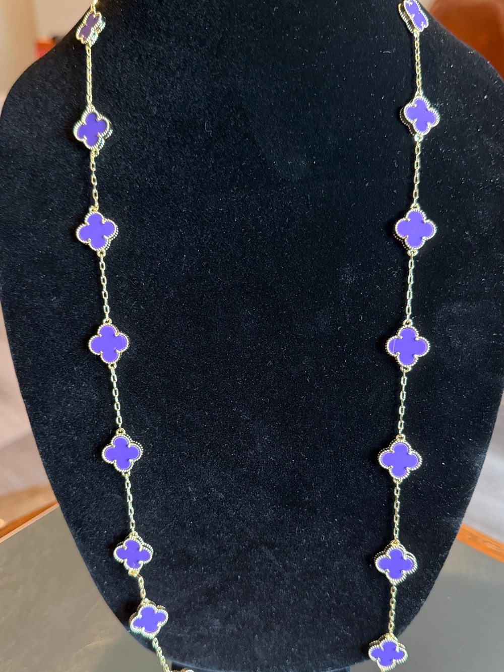 Purple Clover-Link Long Necklace - Women Jewelry